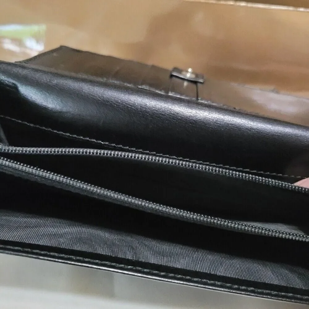 GUCCI GG Monogram Logo Black Leather Long Bifold Wallet 130590496334